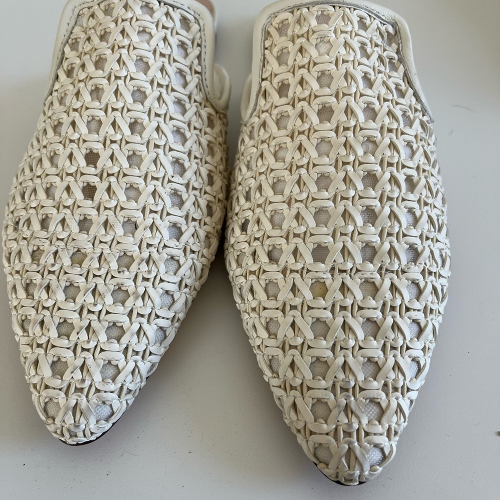 EUC J. Crew Ivory Woven Slides/Mules
